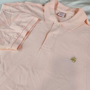 BROOKS BROTHERS Performance Polo Shirt Mens XL Original Fit Pink Gold Logo